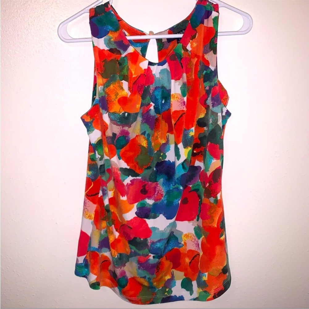 Chadwicks Large Floral Print Sleeveless Polyester Spandex Blouse